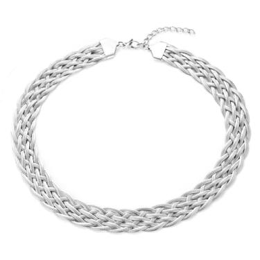 Imagem de DEAROK Colar feminino de aço inoxidável, impermeável, trançado, grosso, presente de amizade, para mulheres, 13"+3.5", Aço inoxidável, Sem Pedra Preciosa