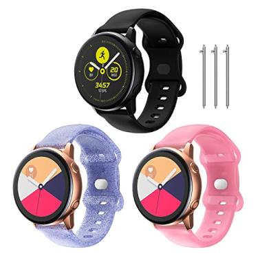 Imagem de TOOLAIK Pulseiras de relógio de 20 mm compatíveis com Samsung Galaxy Watch 4 de 40 mm e 44 mm/Samsung Active 2 de 40 mm e 44 mm/Galaxy Watch de 42 mm/Gear S2 Classic, mulheres e homens