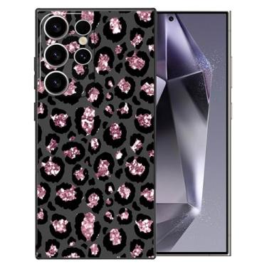 Imagem de Capa para Samsung Galaxy S24 Ultra, capa de telefone com bordas de borracha de silicone TPU flexível e macia, à prova de choque compatível com Samsung Galaxy S24 Ultra(preto rosa leopardo)