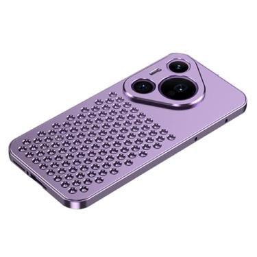 Imagem de POYUFRG Capa de metal roxa 70 Pro, para Huawei Pura 70 Ultra/70 Pro/70 Pro+/70, proteção de lente de câmera com tudo incluído, capa de telefone fina e resistente com dissipação de calor