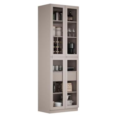 Imagem de Cristaleira 4 Portas em Vidro 230cm de Altura 100% Mdf Dobradiças Slow Motion Essence Fendi