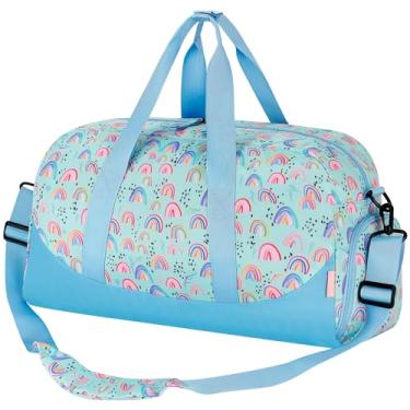 Imagem de Choco Mocha Bolsa de viagem infantil para meninas – bolsas noturnas para crianças com compartimento de sapatos, linda bolsa de fim de semana para viagens de festa do pijama, multicor, Medium