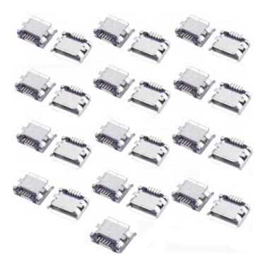 Imagem de QMseller Micro USB Tipo B Tomada fêmea 180 graus 5 pinos SMD SMT Conector de solda 25 peças