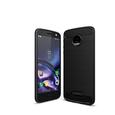 Imagem de Manyip Capa para Moto Z2 Play, capa de material de fibra de carbono TPU, capa ultrafina fina, antiderrapante, antiimpressões digitais, capa protetora simples e elegante para Moto Z2 Play