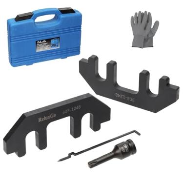 Imagem de ReluxGo Kit de ferramentas de fixação de eixo de comando 303-1248 com ferramenta de tensão, conjunto de suporte de alinhamento de sincronismo do motor com suporte de came Suporte de tensor de corrente