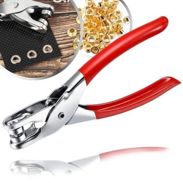 Imagem de Kit Alicate Fixador Aplicador Prensador + 100 Ilhós Couro Vazar Pregar Colocar Bolsa Calça Enfeite Coleira