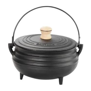 Imagem de Panela Tripé Caldeirão de ferro fundido Com tampa 1L - Santana, Tripé 
