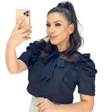 Imagem de Blusa Feminina Evangélica Social Babado Com Gola De Laço - LOOK MODAS 
