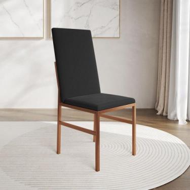 Imagem de Cadeira de Jantar Estofada Mônaco Premium Cobre e Preta - IRON WOOD, P
