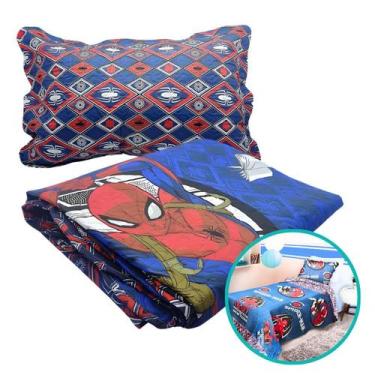 Imagem de Kit Colcha Infantil Homem Aranha Dupla Face Solteiro 2 Peças - JOLITEX