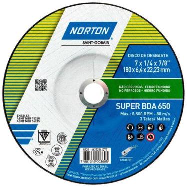 Imagem de Disco De Desbaste Super Não Ferrosos 180x6,4x22,23mm Norton BDA650 662