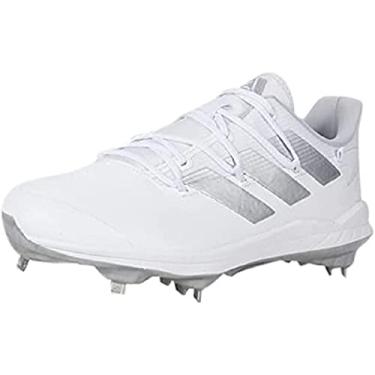 Imagem de adidas Tênis de beisebol masculino Adizero Afterburner 8, Branco/prata metálico/cinza claro da equipe, 7.5