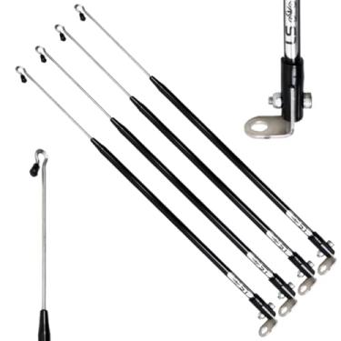 Imagem de Kit 4 Antena Corta Pipa Linha Anti Cerol Fio Retrovisor 2 Estágios Retrátil Moto Proteção Segurança Preta