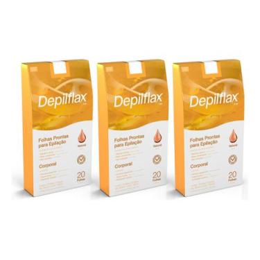 Imagem de Kit Depilflax 3 Caixas Cera Depilitórias Folhas Natural 20un