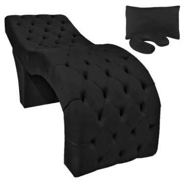 Imagem de Maca Estética Facial Capitonê Largura 70cm Espuma D26 Veludo Preto SOF