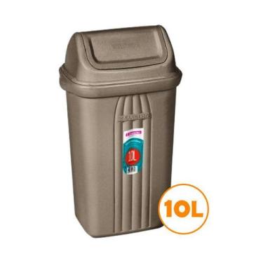 Imagem de Lixeira 10l Com Tampa Basculante Pegadores Áreas Externas Casablanca -