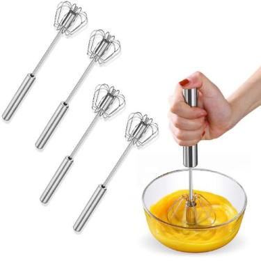 Imagem de Kit 4 Batedor Clara Neve Ovos Giratório Profissional Inox - Ami