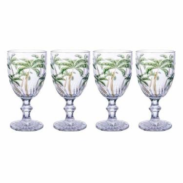 Imagem de Jogo 4 Taças Vidro Palm Tree Transparente Class Home 310ml