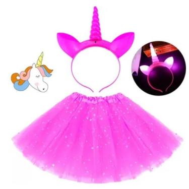 Imagem de Fantasia De Unicórnio Carnaval Com Saia Tule E Tiara Led - Bimport