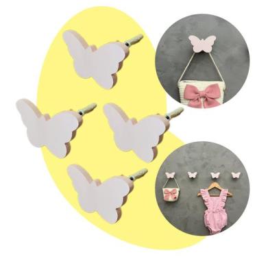 Imagem de 4 Ganchos de parede infantil menina decoração formatos rosa - Souvenir