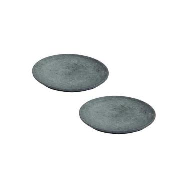 Imagem de Kit 2 Pratos Raso Redondo Pedra Sabão Sobremesa e Bolos 18cm - Industr