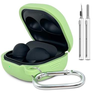 Imagem de Capa de silicone para Samsung Galaxy Buds FE, 2 Pro, 2, Pro, Live com kit de limpeza (verde claro)