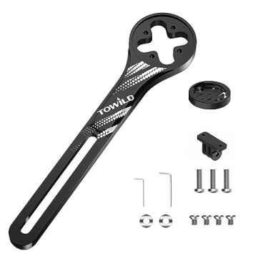 Imagem de towild Suporte de computador para bicicleta AS70 para guidão integrado Aero Road Bike Out Front Mount Liga de alumínio compatível com Garmin, Wahoo e Bryton com GoPro Action Camera Bike Light