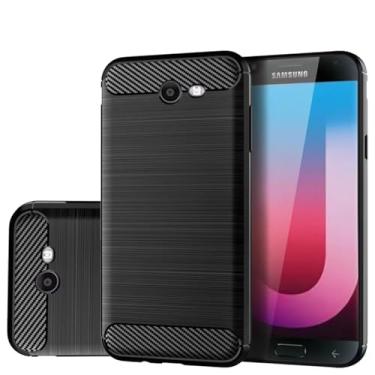 Imagem de Gufuwo Capa para Galaxy J7 2017/J7 V 2017/J7 Prime/J7 Perx/Galaxy Halo/J7 Sky Pro, capa de telefone fina de fibra de carbono TPU macia capa protetora à prova de choque para Samsung Galaxy J7 2017