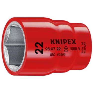 Imagem de KNIPEX Ferramentas – Soquete sextavado, chave de 1,27 cm (1/2"), 22 mm, 1000 V isolado (984722)