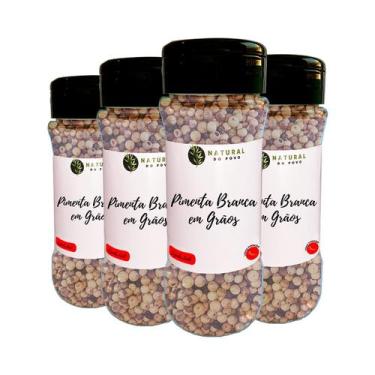 Imagem de Pimenta Branca Importada em Grãos Qualidade Superior Kit 4 Dosador 50g