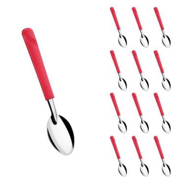 Imagem de Conjunto 12 Colheres Linha Luna Vermelho Aço Inox Sorvete - Taumer, Lu