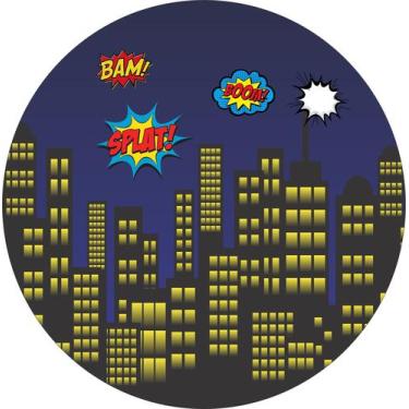 Imagem de Painel de Lona Redondo Cidade dos Herois 03 - Fabrika De Festa, 100x10