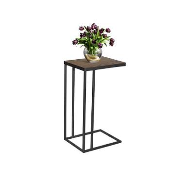 Imagem de Mesa Isa em Aço Lateral e Apoio de Canto Sofá  - Casa Donne, Preto Fos