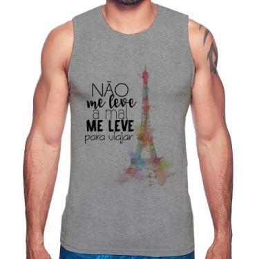 Imagem de Regata Não me leve a mal, me leve para viajar - Foca na Moda, Cinza, P
