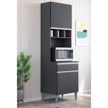 Imagem de Paneleiro Torre Quente Andréia 60cm Com 4 Portas 1 Gaveta Cinza Ajl 