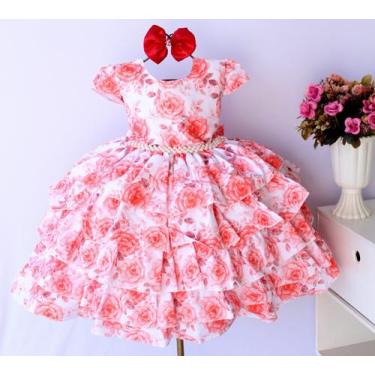 Imagem de Vestido Juvenil Floral Festa Luxo Diversas Cores E Tiara - pingo de ge