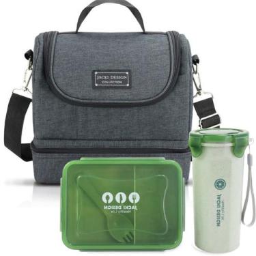 Imagem de Bolsa Térmica Lancheira Necessaire Alça Ombro Kit Marmita e Copo Box  