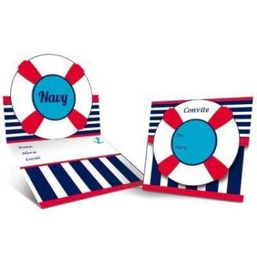 Imagem de Convite Festa Marinheiro - 8 unidades - Cromus - Rizzo Embalagens