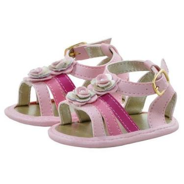 Imagem de Sapatinho de Bebê Bicho de Pé - Sandália Feminina c/ Fivela E Laços de