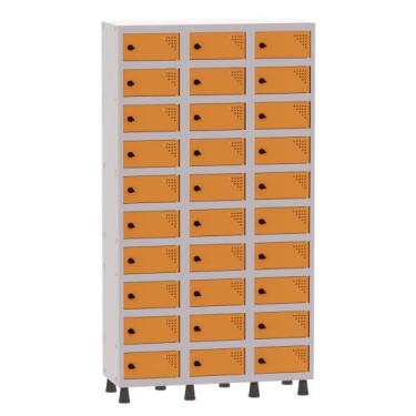 Imagem de Armário Porta Objetos de Aço 3 Vãos 30 Portas Pitão Pandin 1,90 m Cinz