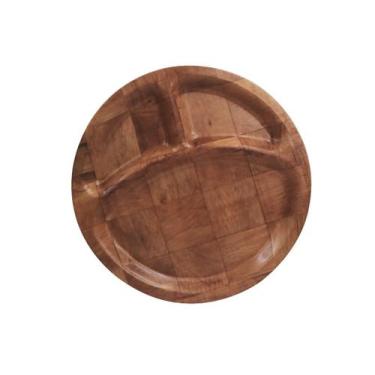 Imagem de Petisqueira com 03 divisórias de bambu 28x28cm - Via atacado