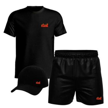 Imagem de Conjunto Masculino Camiseta Algodão Short Tactel E Boné RLXD - Relaxad