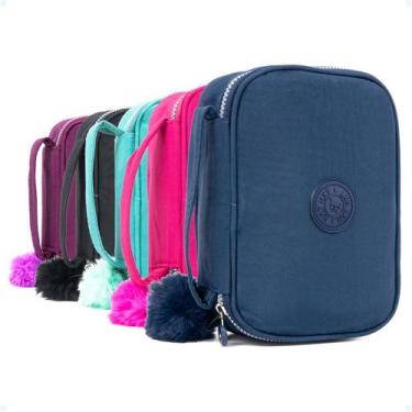 Imagem de Estojo Box Organizador Escola Feminino Bolsinha Lápis Pompom - Hxt, Az