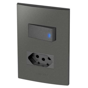 Imagem de Conjunto 1 Interruptor Led + 1 Tomada 10A - Inova Grafite - Alumbra