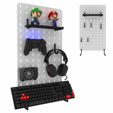 Imagem de Pegboard Mdf Organizador Setup Gamer Home Office Branco 34x59 - Custom