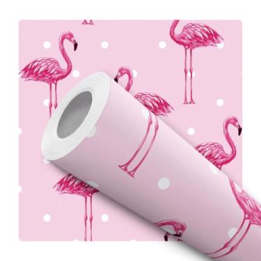 Imagem de Papel de Parede Adesivo Bolinhas Rosa Flamingo Infantil Bebê Moderno Q