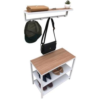 Imagem de Kit Sapateira e Cabideiro Strassis Design SD-3503-60 Metal e MDF Cor: 