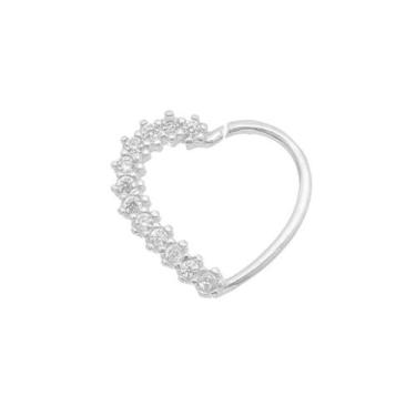 Imagem de Piercing Coração Cravejado Conch Orelha Esquerda 10mm - Prata 925  - M