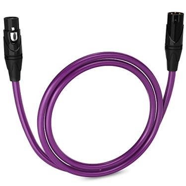 Imagem de LyxPro Cabo de microfone XLR de 9,5 cm equilibrado macho para fêmea cabo de microfone de 3 pinos para alto-falantes alimentados interface de áudio profissional profissional dispositivos de gravação e desempenho de áudio – roxo