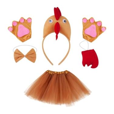Imagem de Fiocias Fantasia de frango fantasia de animal de fazenda para cosplay de Halloween meninas de ação de graças, Marrom